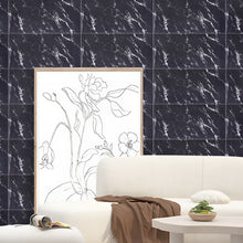 Load image into Gallery viewer, 10pcs Peel and Stick Black Marble Wall Sticker