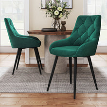 Load image into Gallery viewer, Set of 2 Velvet Metal Legs Button Upholstered Dining Chair