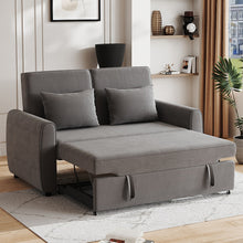 Load image into Gallery viewer, Grey Convertible Sofa Bed with 2 Pillows