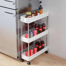 Load image into Gallery viewer, Slim Standing 3-Tier Corner Storage Rack Shelf Plastic for Kitchen Bathroom