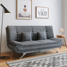 Load image into Gallery viewer, Grey Linen Fabric 2-Seat Convertible Sofa Bed with Pillows