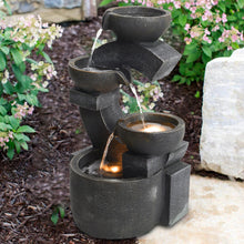 Load image into Gallery viewer, C Shaped Outdoor Fountain Garden Patio Water Feature LED Light Cascade Bowl Fountains & Waterfalls Living and Home