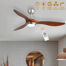 Load image into Gallery viewer, 52inch Reversible Ceiling Fan W/Light Remote Control 3/5 Blades 5 Speed Timer Ceiling Light Living and Home BurlyWood 3 Fans