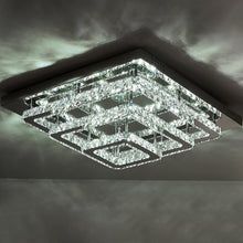 Load image into Gallery viewer, 96w LED Ceiling Light 70 x 70 cm Square 3 Tier Crystal Chandelier Ceiling Light Living and Home Dimmable (with remote)