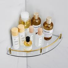 Load image into Gallery viewer, 1 Tier Bathroom Glass Corner Shelf Wall Mounted Set of 2