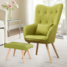 Load image into Gallery viewer, Classic Linen Oak Wood Legs Leisure Armchair with Cushion and Footstool