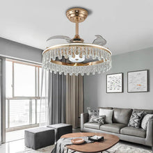 Load image into Gallery viewer, Lightsin 60cm Modern Gold Crystal Ceiling Fan Light Lightsin UK