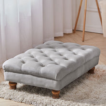 Load image into Gallery viewer, Buttoned Velvet Rectangular Ottoman Footstool with Gourd-shaped Legs
