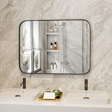 Load image into Gallery viewer, 80/122cm W Aluminum Frame Bathroom Vanity Wall Mirror with Rounded Corner Bathroom Mirrors Living and Home