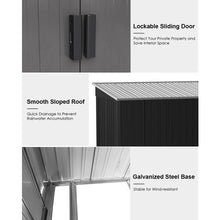 Load image into Gallery viewer, 8.6 ft Garden Bike Sheds Metal Storage Shed with Lockable Sliding Doors Garden Sheds Living and Home