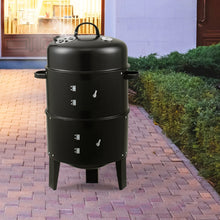 Load image into Gallery viewer, 3 in 1 BBQ Charcoal Grill 3 Tier Smoker