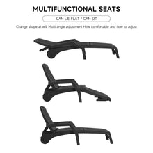 Load image into Gallery viewer, 193cm D Outdoor Folding Lounge Chair Recliner with Wheels Sunloungers Living and Home