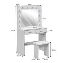 Load image into Gallery viewer, 80cm W New Hollywood Dressing Table Set with Large Lighted Mirror Dressing Tables Living and Home