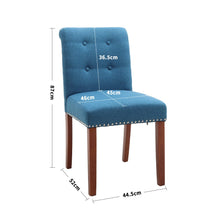 Load image into Gallery viewer, Set of 2 Contemporary Buttoned Accent Dining Chair Studded Rim Blue/Grey Living and Home