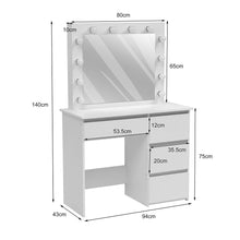 Load image into Gallery viewer, 43cm D Hollywood Dressing Table with Large Lighted Mirror Dressing Tables Living and Home