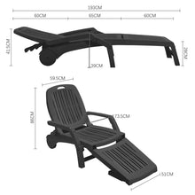 Load image into Gallery viewer, 193cm D Outdoor Folding Lounge Chair Recliner with Wheels Sunloungers Living and Home