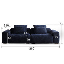 Load image into Gallery viewer, Cottonfy Tofu Block Vintage Chenille Fabric Sofa Stain Resistant Navy Blue Cottonfy UK