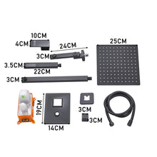 Load image into Gallery viewer, Sliver/Black Chrome Plated Square Concealed Showerhead and Handshower Mixer Set Shower Systems Living and Home