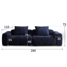 Load image into Gallery viewer, Cottonfy Tofu Block Vintage Chenille Fabric Sofa Stain Resistant Navy Blue Cottonfy UK