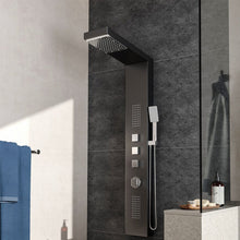 Load image into Gallery viewer, Bathroom Thermostatic Black Shower Tower Panel Bathroom Shower Living and Home