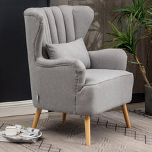Load image into Gallery viewer, Contemporary Wing Back Armchair and Ottoman Set with Cushion and Footstool