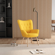 Load image into Gallery viewer, Tufted Button Linen Armchair with Wooden Legs