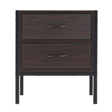 Load image into Gallery viewer, Retro Style Wooden Bedside Cabinet Metal Frame Nightstand with 2 Drawers Cabinets Living and Home