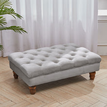 Load image into Gallery viewer, Buttoned Velvet Rectangular Ottoman Footstool with Gourd-shaped Legs