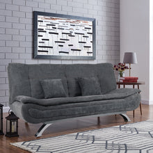 Load image into Gallery viewer, Grey Linen Fabric 2-Seat Convertible Sofa Bed with Pillows