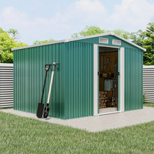 Load image into Gallery viewer, 6 x 8ft Large Metal Garden Tool Storage Shed - Green