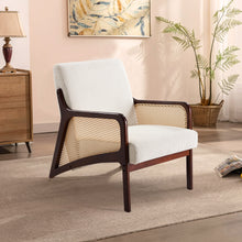 Load image into Gallery viewer, Corduroy Armchair with Rattan Armrest - Beige