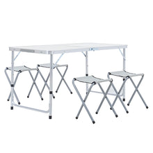 Load image into Gallery viewer, Portable Aluminium Folding Picnic Table with 4 Stools Garden Dining Sets Living and Home