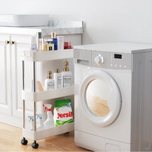 Load image into Gallery viewer, Slim Standing 3-Tier Corner Storage Rack Shelf Plastic for Kitchen Bathroom