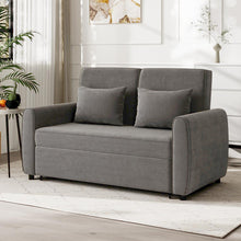 Load image into Gallery viewer, Grey Convertible Sofa Bed with 2 Pillows