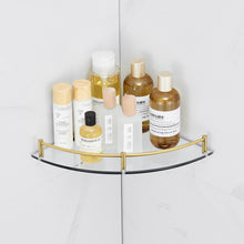 Load image into Gallery viewer, 1 Tier Bathroom Glass Corner Shelf Wall Mounted Set of 2