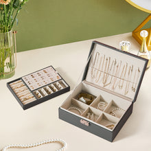 Load image into Gallery viewer, Lockable Double Tier Faux Leather Jewellery Organizer