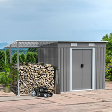 Load image into Gallery viewer, 5.5x7.5FT Flat Roof Tool Shed with Side Canopy