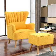 Load image into Gallery viewer, Faux Wool Upholstered Armchair and Footstool