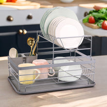 Load image into Gallery viewer, 2 Tier Metal Dish Drainer Rack Sink Washing Plates Draining Board
