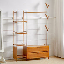 Load image into Gallery viewer, Freestanding Bamboo Clothes Rack with Storage Shelves Living and Home