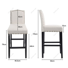 Load image into Gallery viewer, 2pcs Linen Kitchen Counter Bar Stools Living and Home