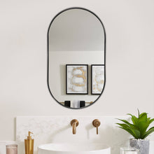 Load image into Gallery viewer, Modern Oval Metal Wall Mirror Black Bathroom Mirrors Living and Home