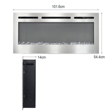 Load image into Gallery viewer, Silver 2kW Electric Fireplace 12 Flame Colour Recessed Fire with 2 Heat Settings Wall Mounted Fires Living and Home