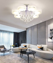 Load image into Gallery viewer, Ceiling Light Semi-Flush Mount , Cylindrical Acrylic Lampshades, Crystal Drops Ceiling Light Living and Home