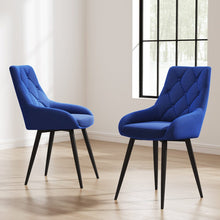 Load image into Gallery viewer, Set of 2 Dining Chair with Velvet Upholstery Green/Blue/Grey Dining Chairs Living and Home Blue