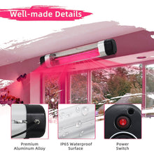 Load image into Gallery viewer, 2kW Adjustable Garden Outdoor Warmer Wall Mounted Patio Heater Pink Light patio heater Living and Home