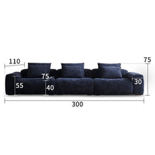 Load image into Gallery viewer, Cottonfy Tofu Block Vintage Chenille Fabric Sofa Stain Resistant Navy Blue Cottonfy UK
