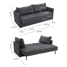 Load image into Gallery viewer, Grey 3-Seater Sleeper Sofa Bed polyester/corduroy Living and Home