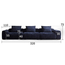 Load image into Gallery viewer, Cottonfy Tofu Block Vintage Chenille Fabric Sofa Stain Resistant Navy Blue Cottonfy UK