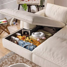 Load image into Gallery viewer, Cottonfy Creamy Tofu Block Pullout Sofa Bed with Storage Living and Home